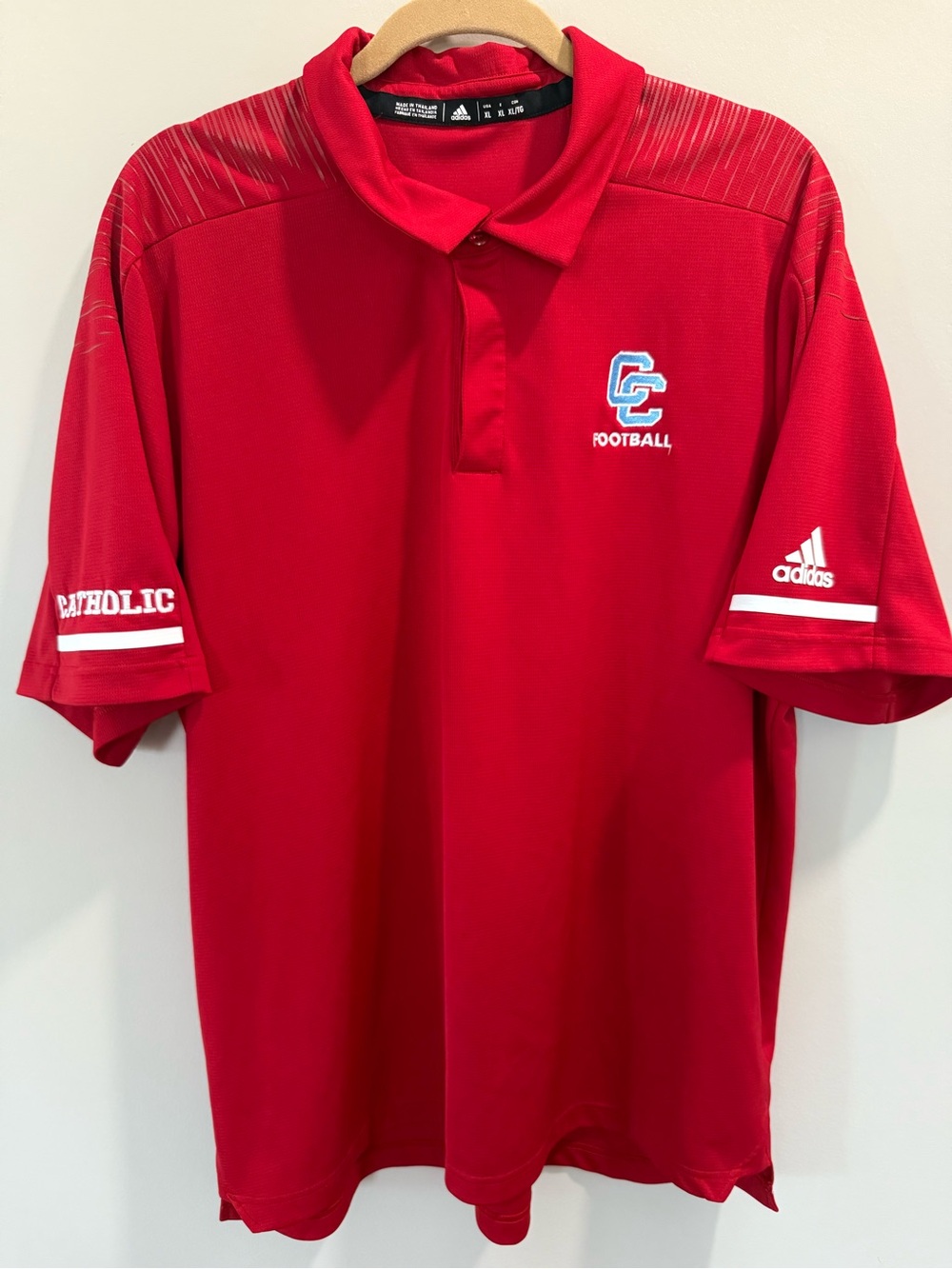 adidas Red Men's Football Polo with Chest Logo